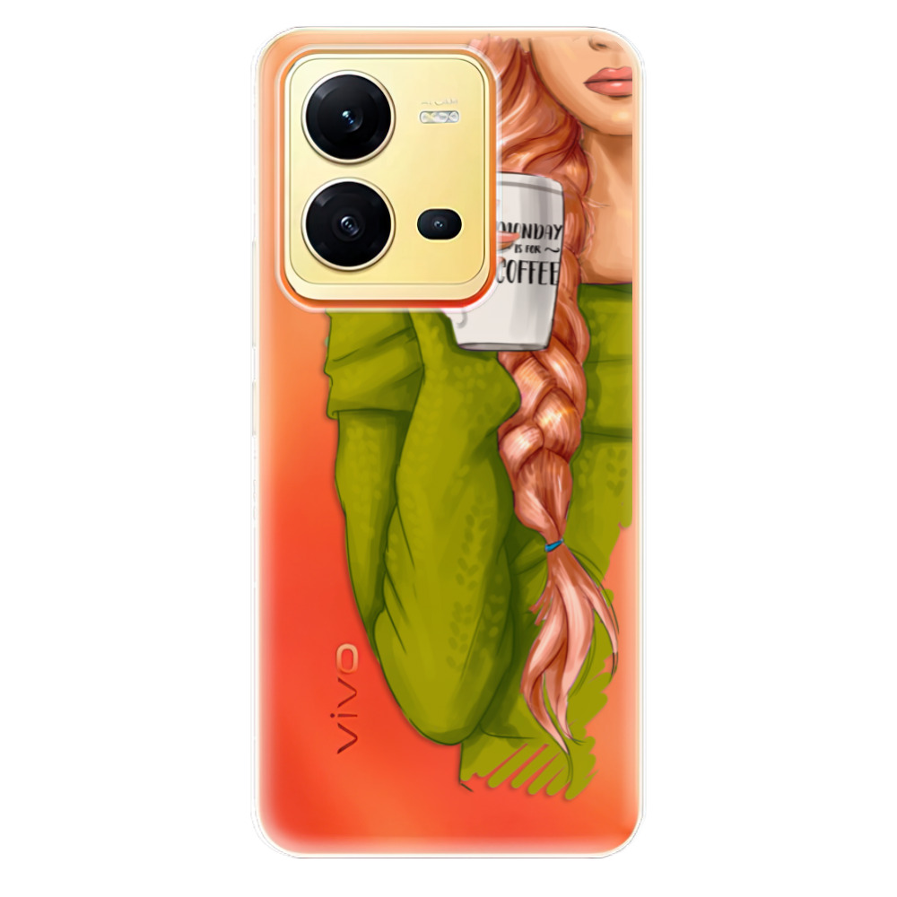 Odolné silikónové puzdro iSaprio - My Coffe and Redhead Girl - Vivo X80 Lite 5G