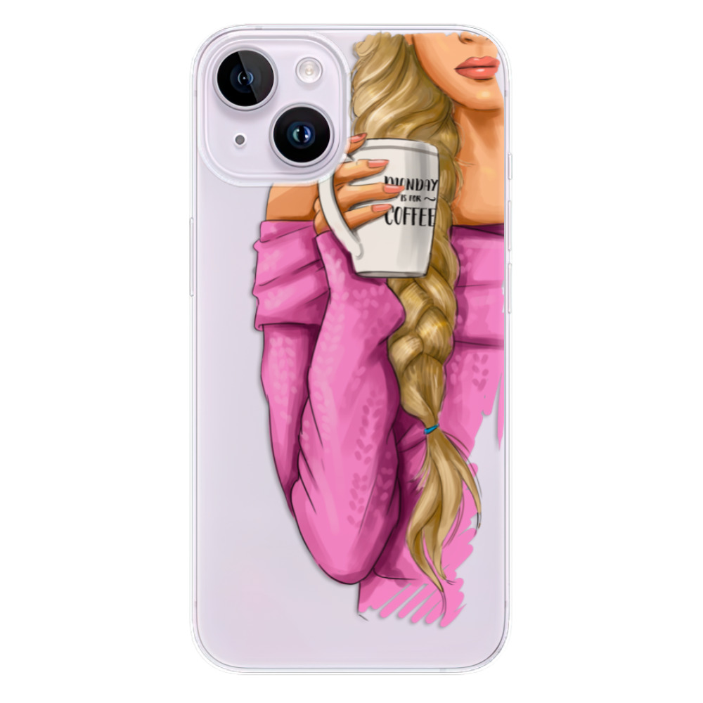 Odolné silikónové puzdro iSaprio - My Coffe and Blond Girl - iPhone 14