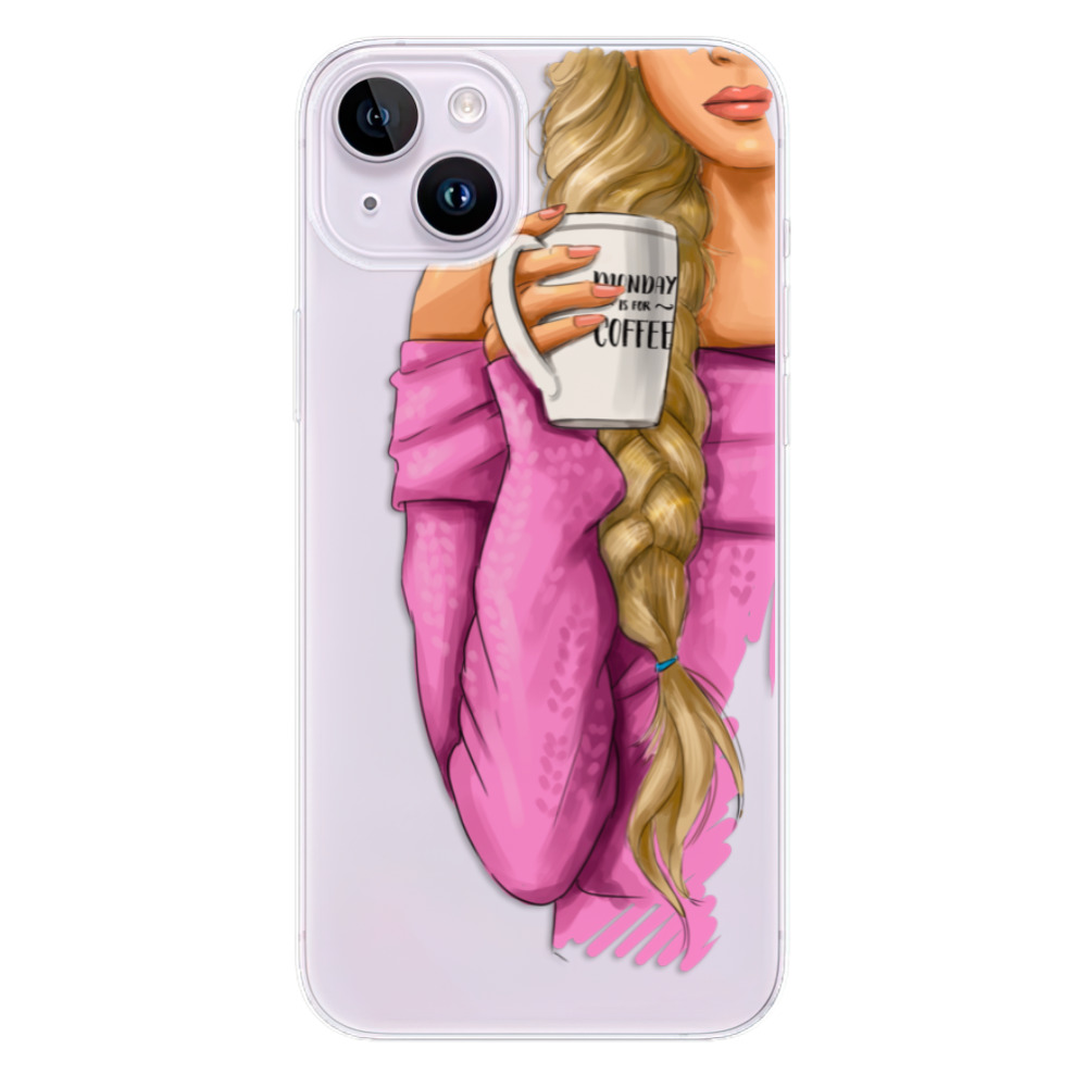 Odolné silikónové puzdro iSaprio - My Coffe and Blond Girl - iPhone 14 Plus