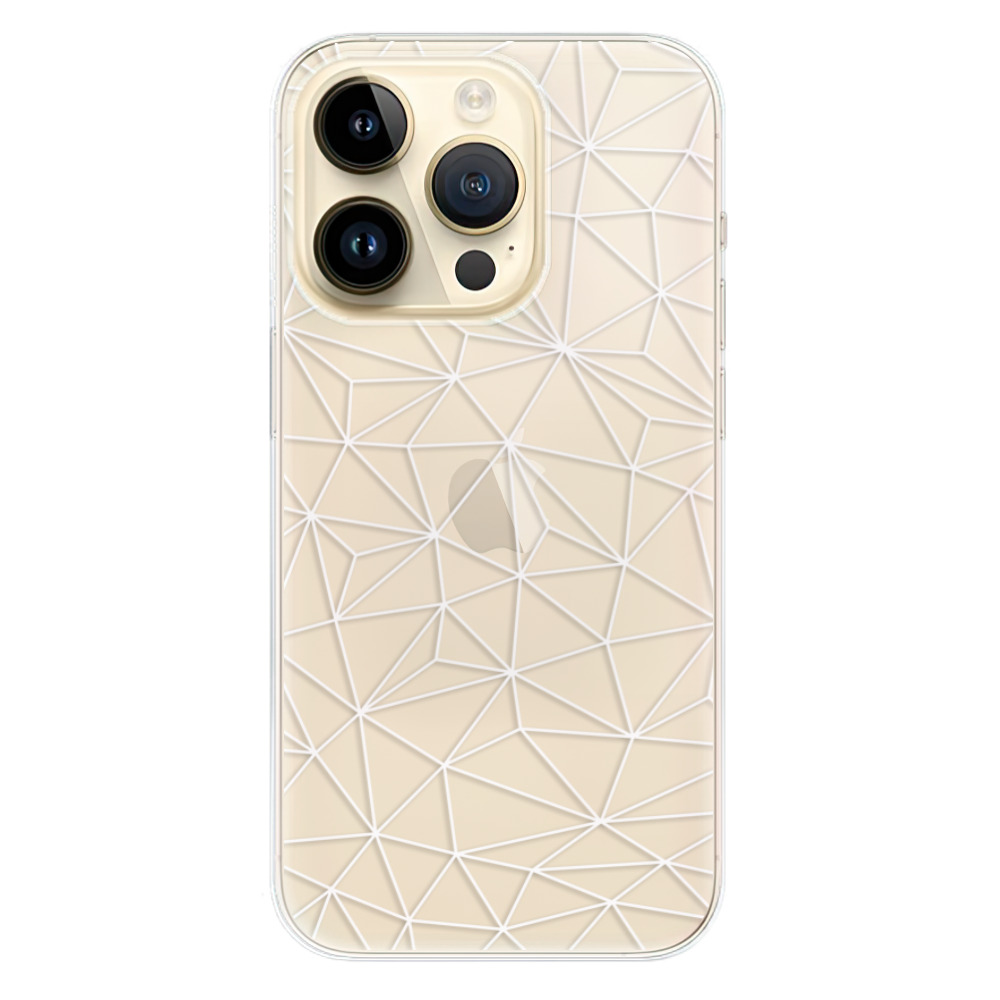 Odolné silikónové puzdro iSaprio - Abstract Triangles 03 - white - iPhone 14 Pro