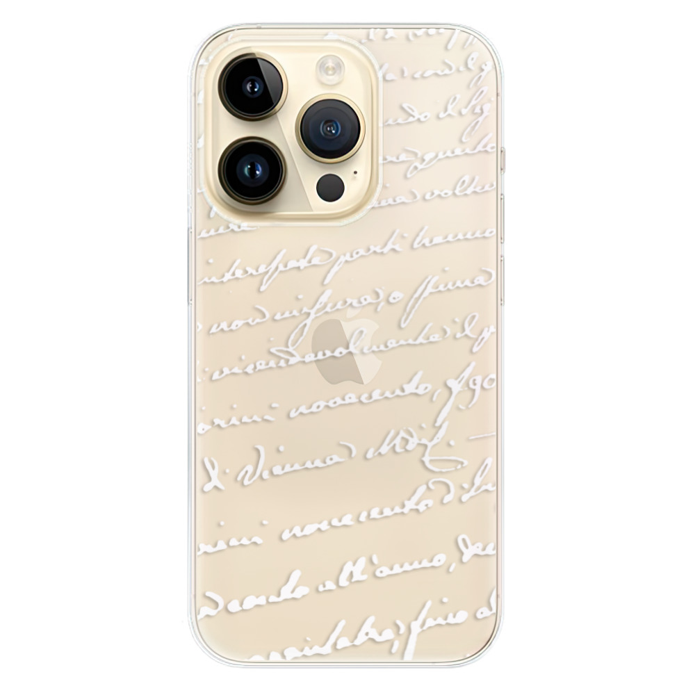 Odolné silikónové puzdro iSaprio - Handwriting 01 - white - iPhone 14 Pro