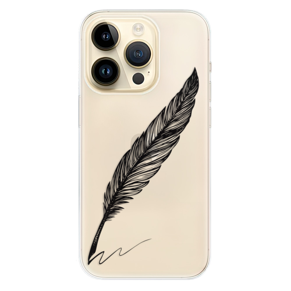 Odolné silikónové puzdro iSaprio - Writing By Feather - black - iPhone 14 Pro