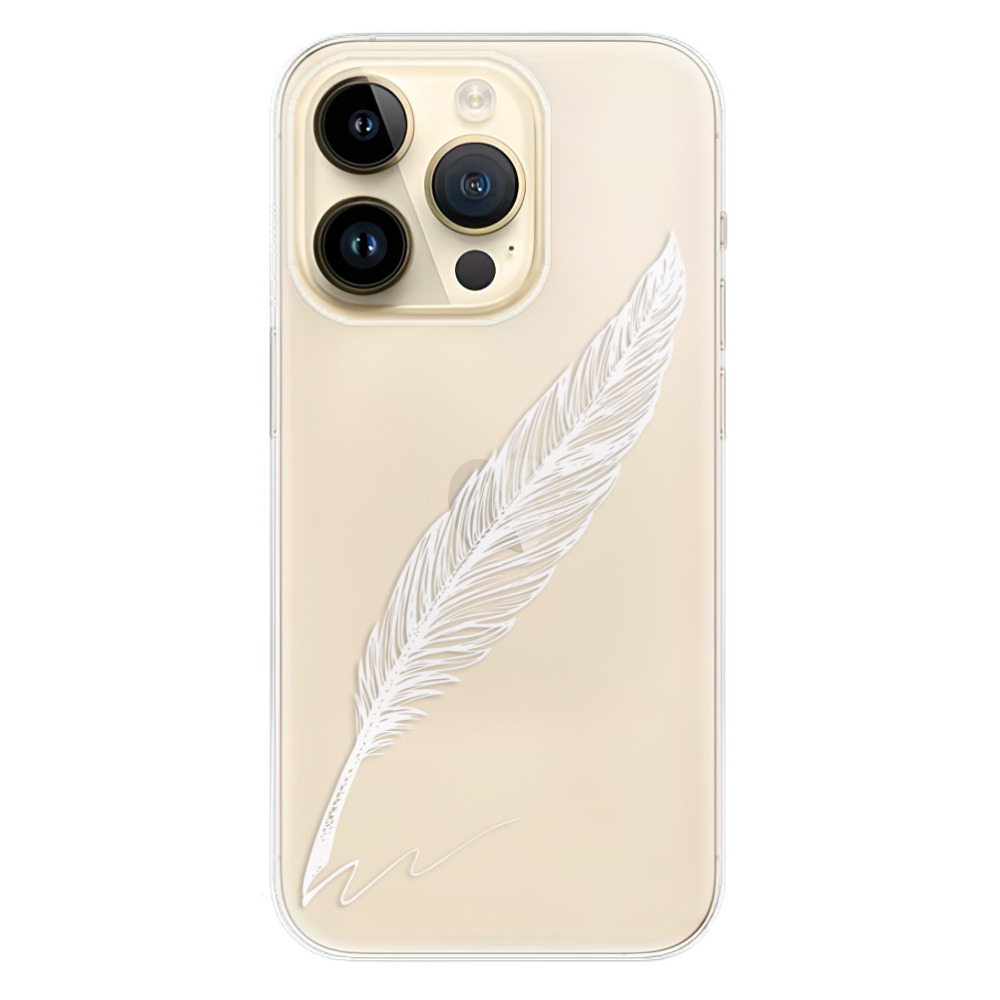Odolné silikónové puzdro iSaprio - Writing By Feather - white - iPhone 14 Pro