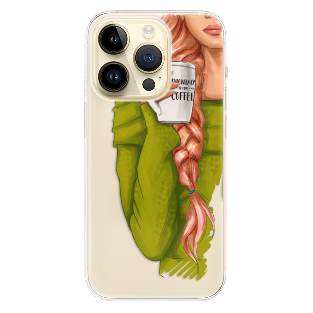 Odolné silikónové puzdro iSaprio - My Coffe and Redhead Girl - iPhone 14 Pro