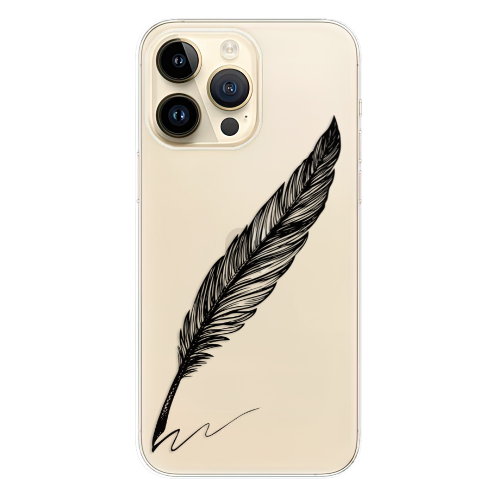 Odolné silikónové puzdro iSaprio - Writing By Feather - black - iPhone 14 Pro Max