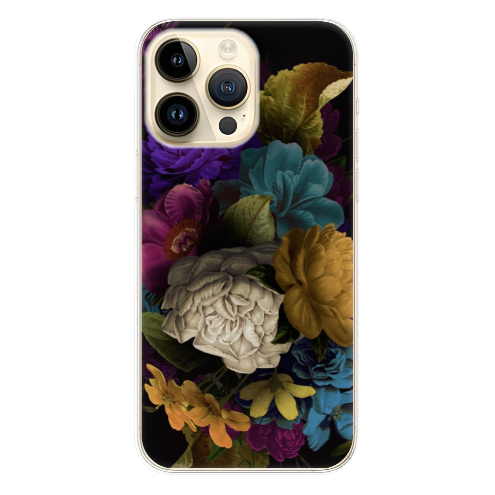 Odolné silikónové puzdro iSaprio - Dark Flowers - iPhone 14 Pro Max