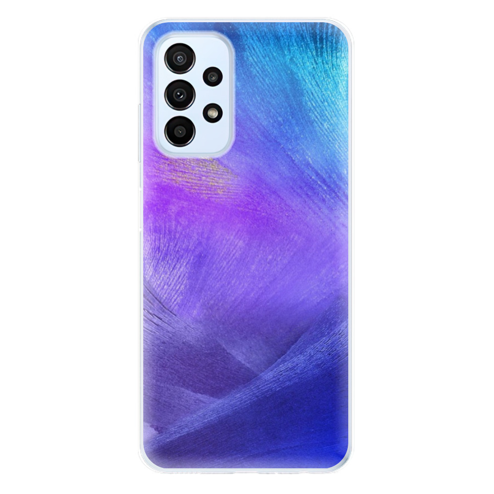 Odolné silikónové puzdro iSaprio - Purple Feathers - Samsung Galaxy A23 / A23 5G