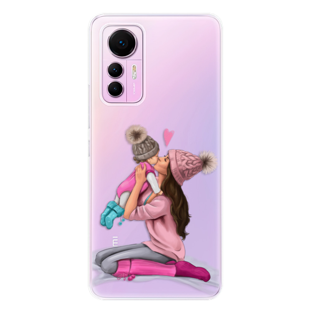 Odolné silikónové puzdro iSaprio - Kissing Mom - Brunette and Girl - Xiaomi 12 Lite