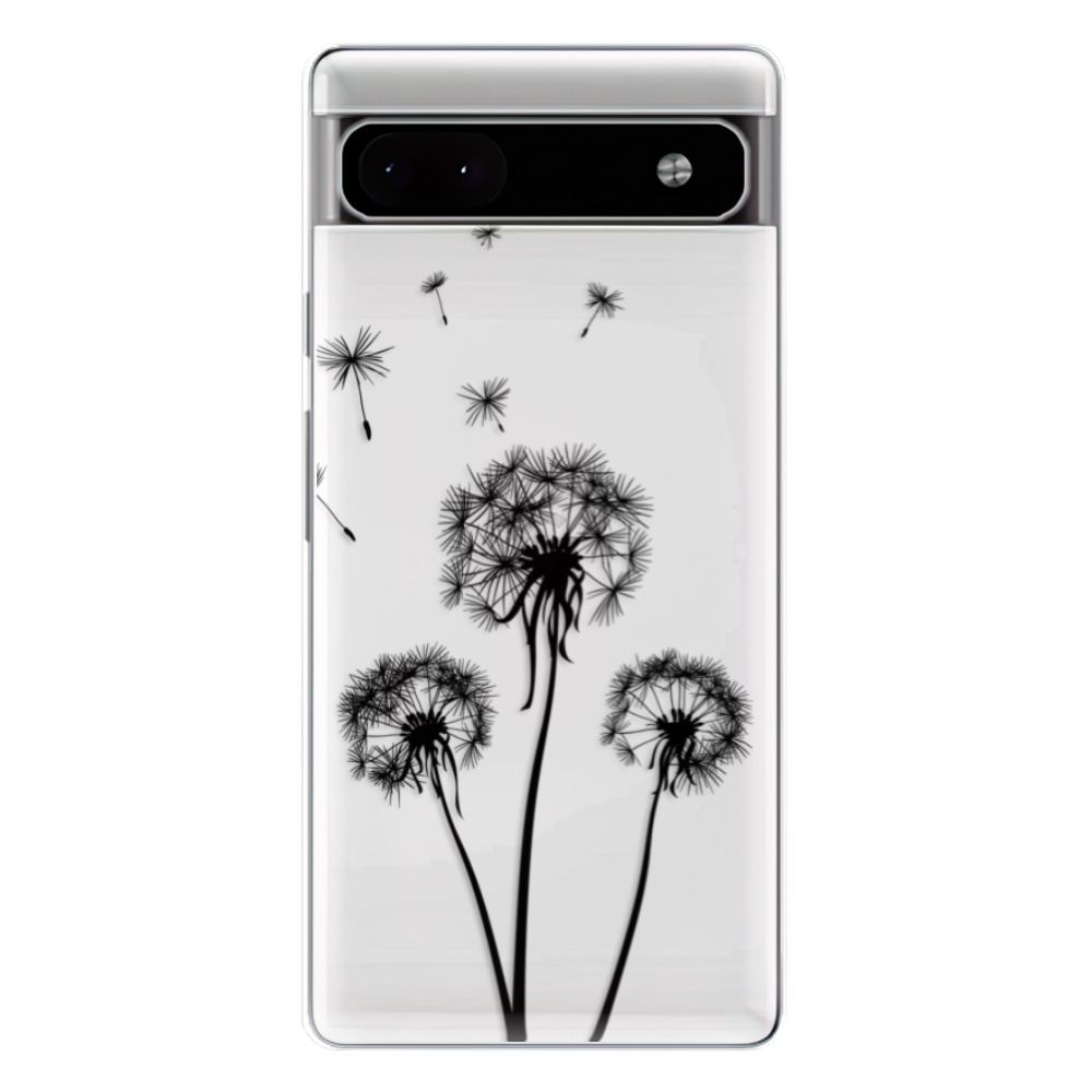 Odolné silikónové puzdro iSaprio - Three Dandelions - black - Google Pixel 6a 5G