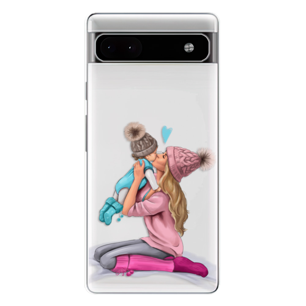 Odolné silikónové puzdro iSaprio - Kissing Mom - Blond and Boy - Google Pixel 6a 5G