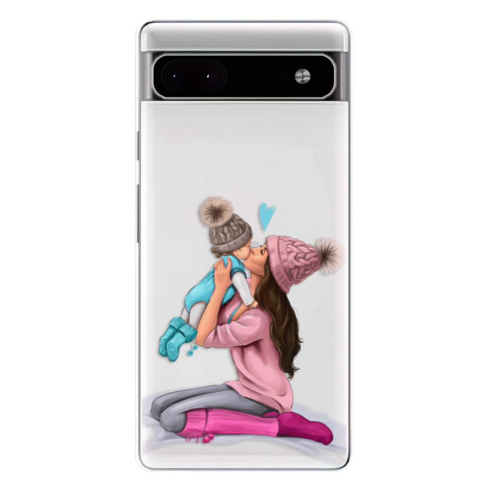 Odolné silikónové puzdro iSaprio - Kissing Mom - Brunette and Boy - Google Pixel 6a 5G