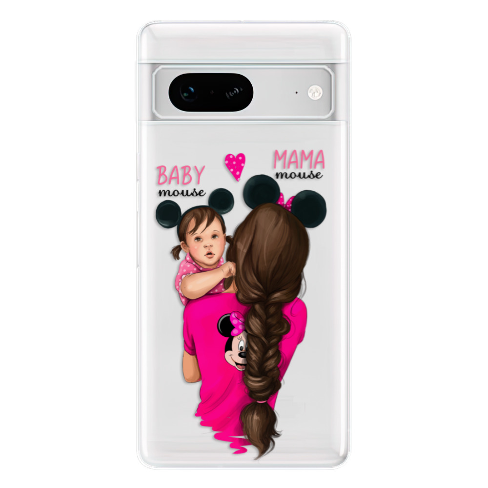 Odolné silikónové puzdro iSaprio - Mama Mouse Brunette and Girl - Google Pixel 7 5G