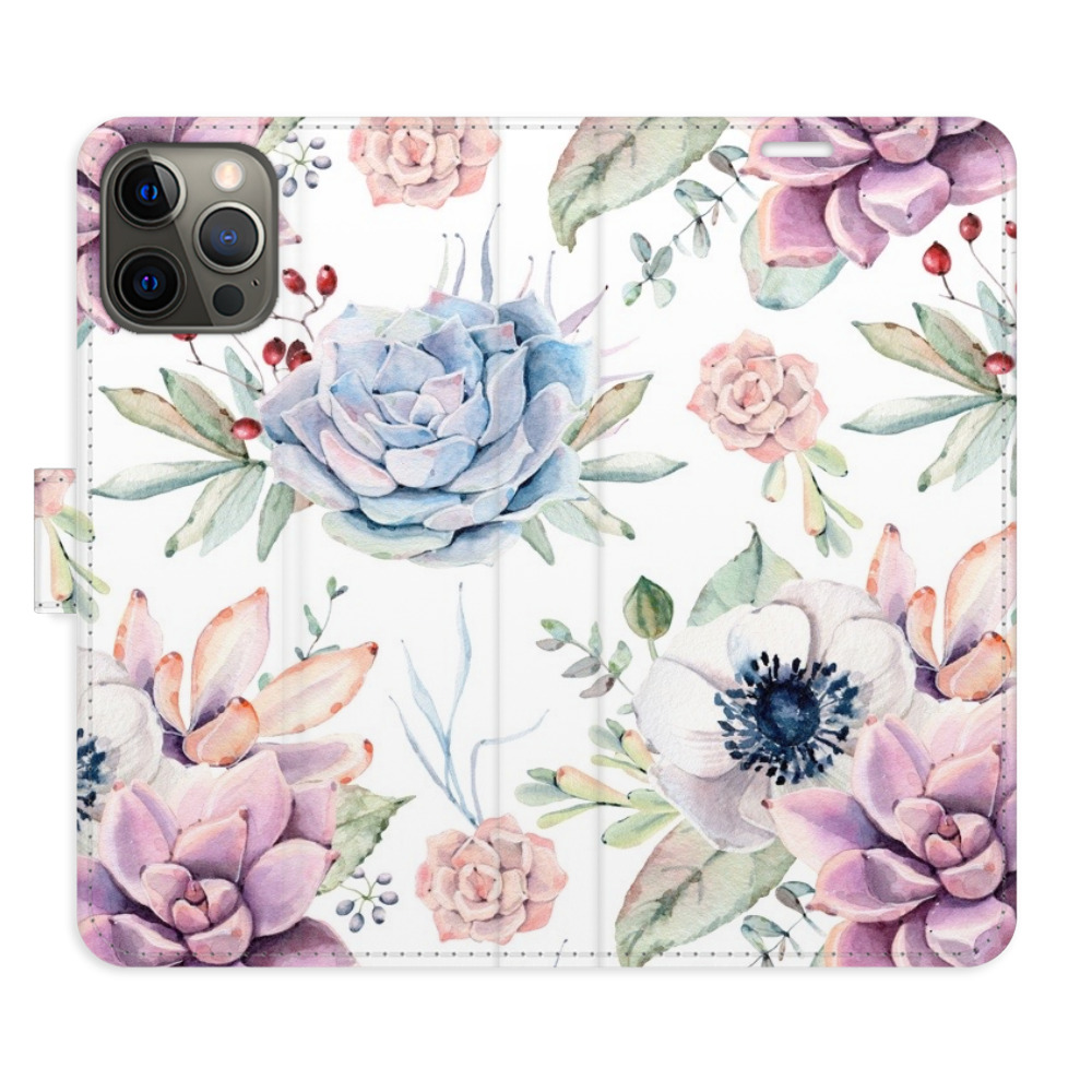 Flipové puzdro iSaprio - Succulents Pattern - iPhone 12/12 Pro