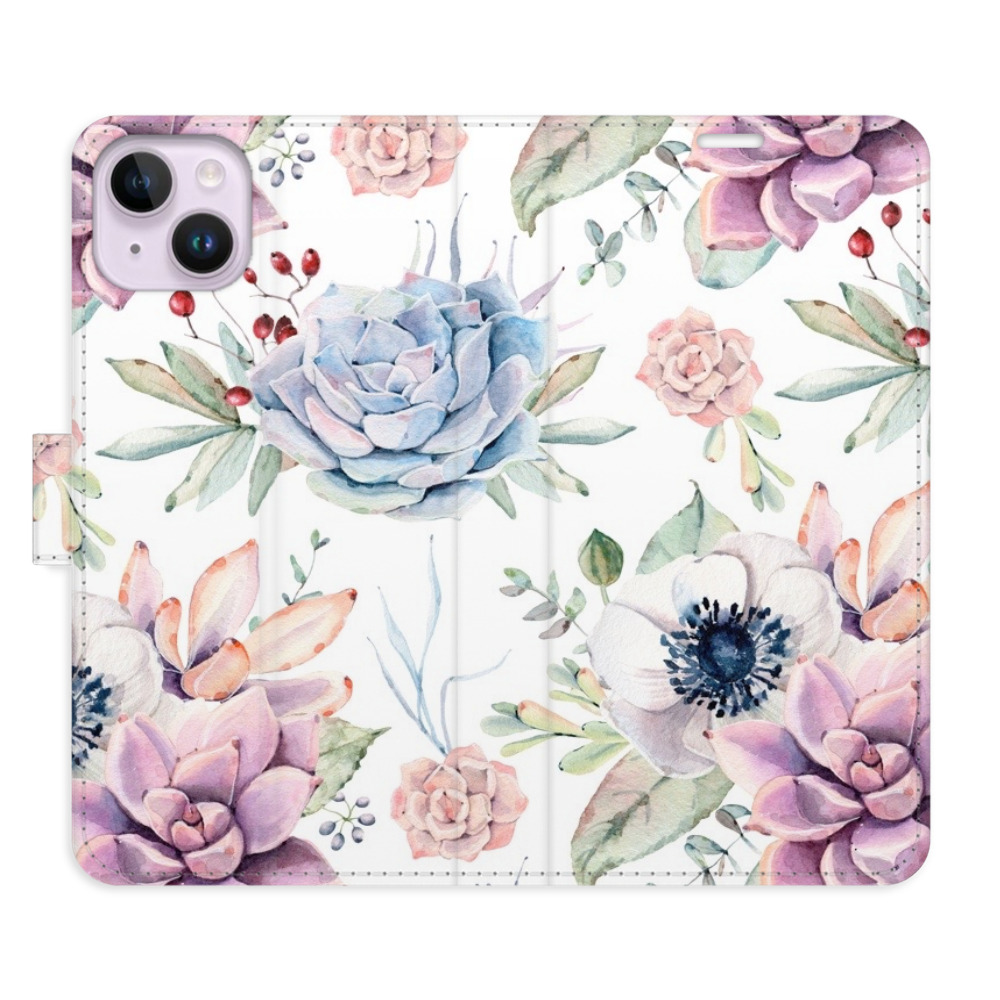 Flipové puzdro iSaprio - Succulents Pattern - iPhone 14 Plus