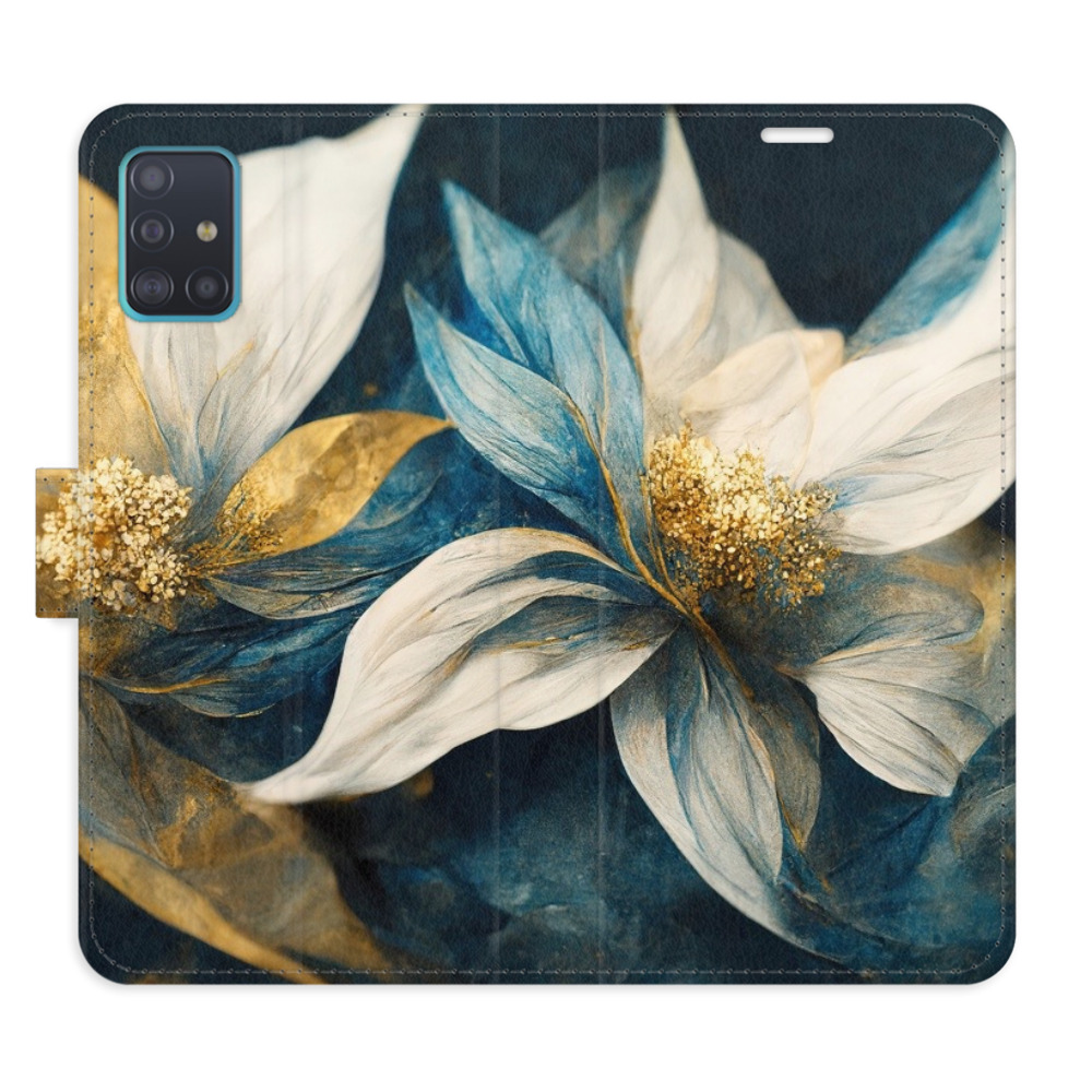 Flipové puzdro iSaprio - Gold Flowers - Samsung Galaxy A51