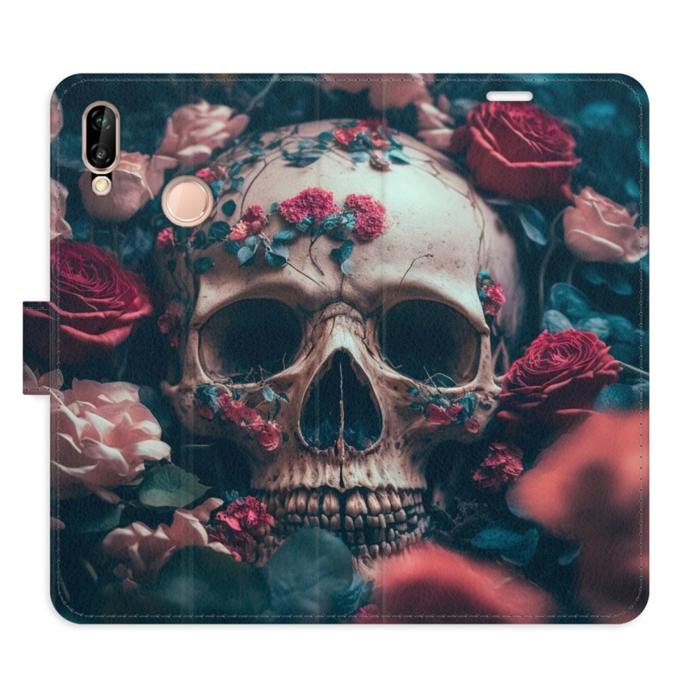 Flipové puzdro iSaprio - Skull in Roses 02 - Huawei P20 Lite