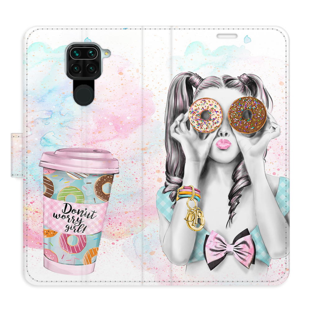 Flipové puzdro iSaprio - Donut Worry Girl - Xiaomi Redmi Note 9