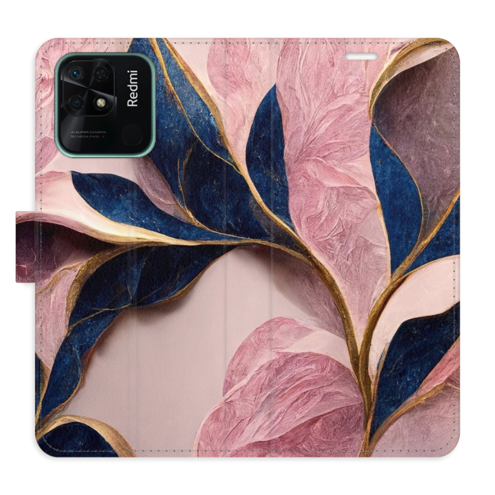 Flipové puzdro iSaprio - Pink Leaves - Xiaomi Redmi 10C