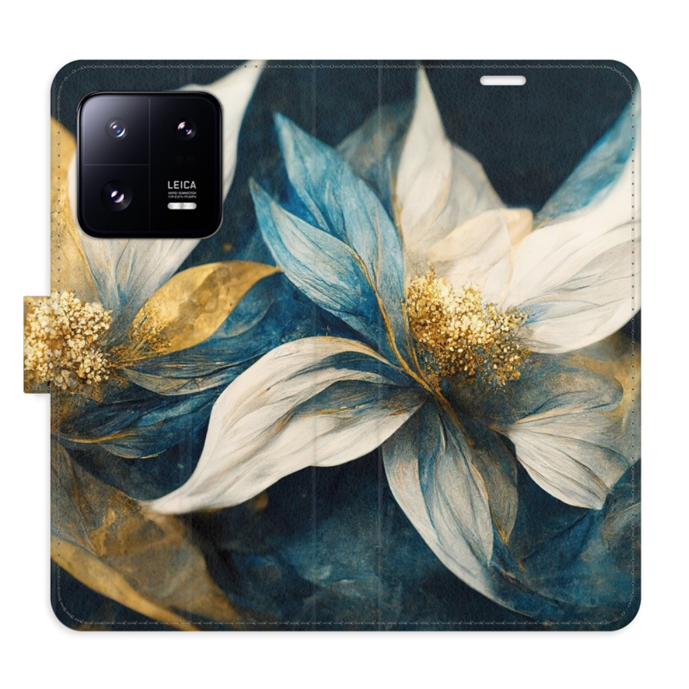 Flipové puzdro iSaprio - Gold Flowers - Xiaomi 13 Pro