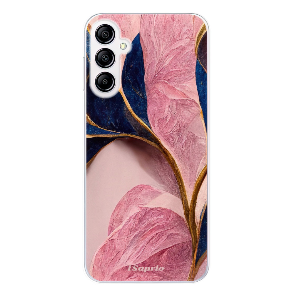 Odolné silikónové puzdro iSaprio - Pink Blue Leaves - Samsung Galaxy A14 / A14 5G
