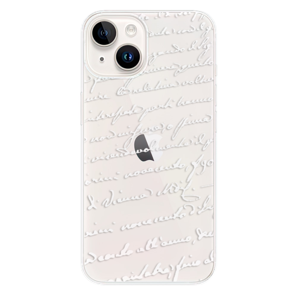 Odolné silikónové puzdro iSaprio - Handwriting 01 - white - iPhone 15