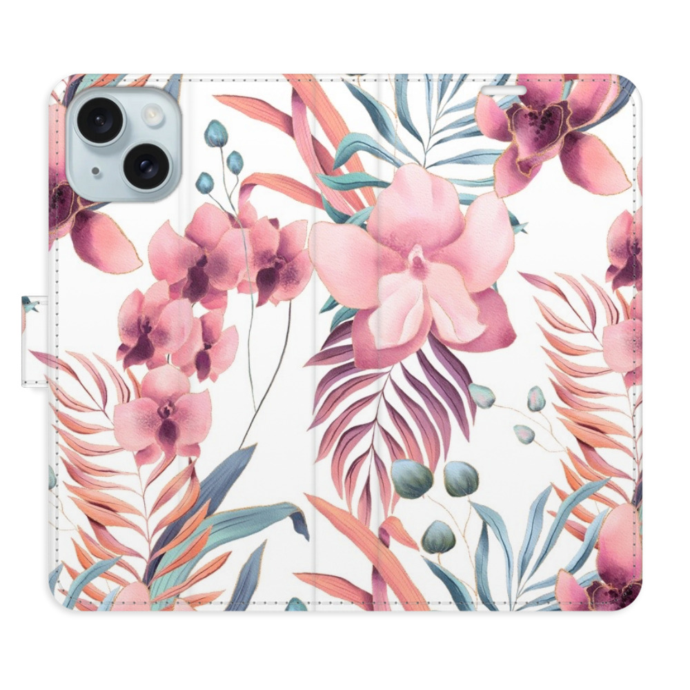 Flipové puzdro iSaprio - Pink Flowers 02 - iPhone 15