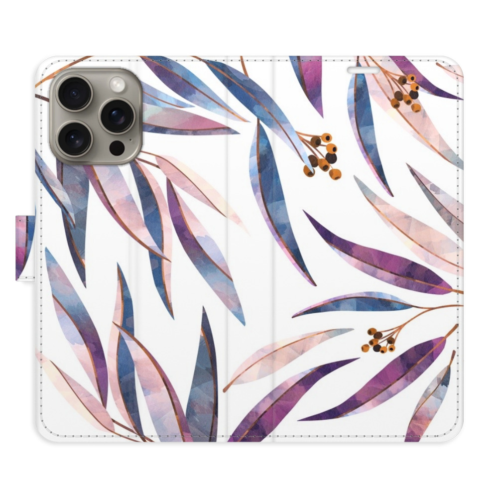 Flipové puzdro iSaprio - Ornamental Leaves - iPhone 15 Pro Max