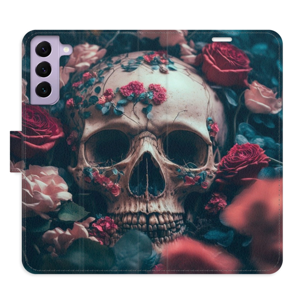 Flipové puzdro iSaprio - Skull in Roses 02 - Samsung Galaxy S22 5G
