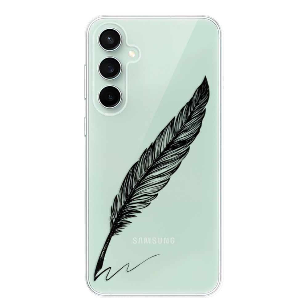 Odolné silikónové puzdro iSaprio - Writing By Feather - black - Samsung Galaxy S23 FE